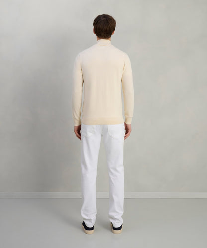 Profuomo Luxury basic half - zip trui Tencel/katoen/zijde off - white - The Society Shop