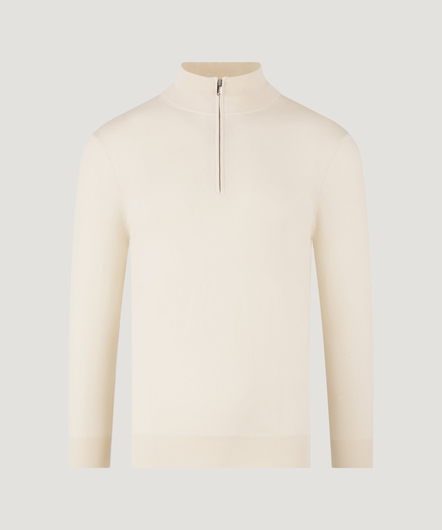 Profuomo Luxury basic half - zip trui Tencel/katoen/zijde off - white - The Society Shop