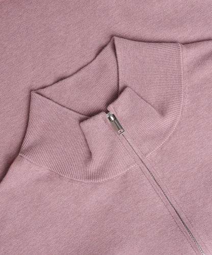 Profuomo Luxury basic half - zip trui Tencel/katoen/zijde roze - The Society Shop