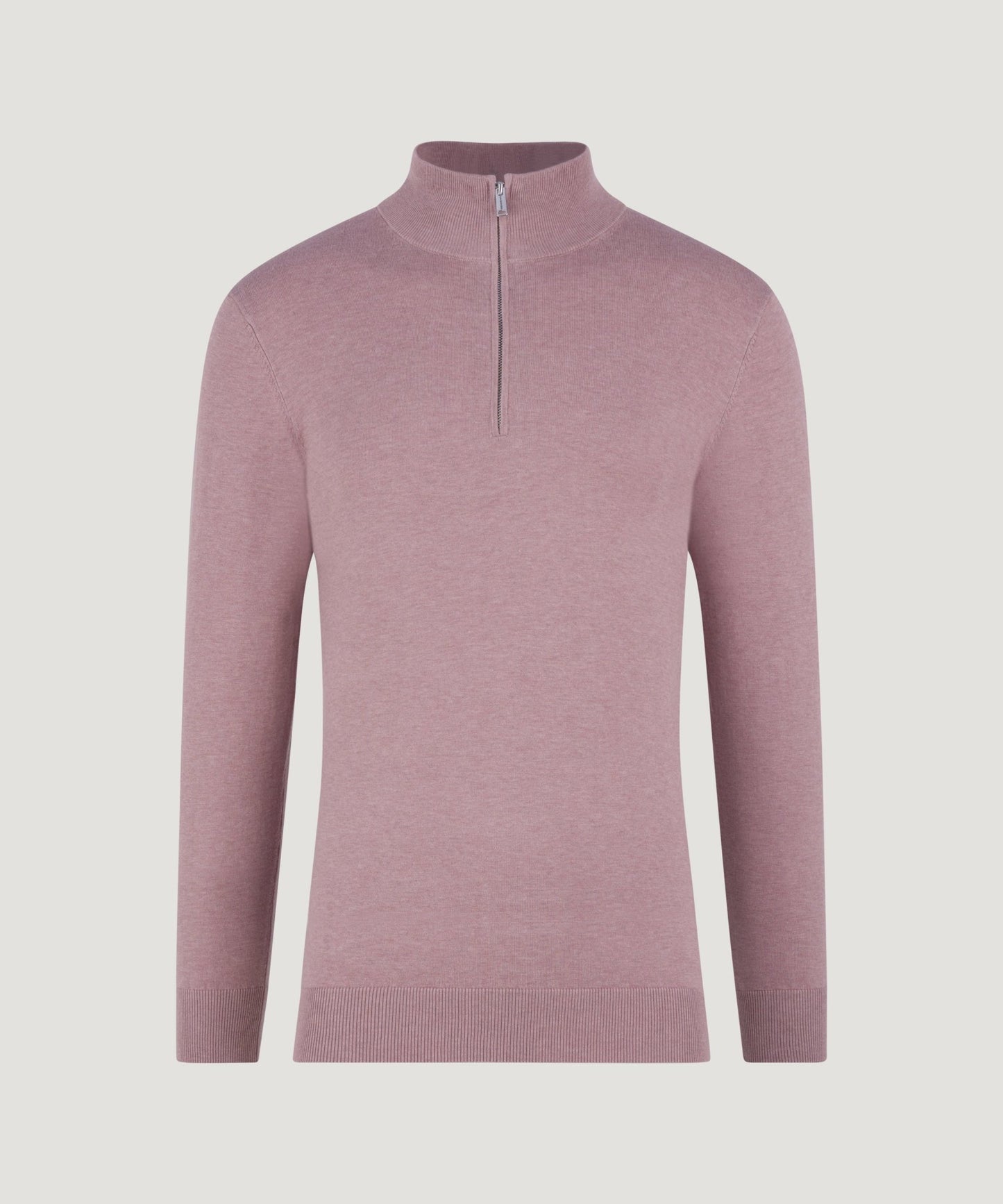 Profuomo Luxury basic half - zip trui Tencel/katoen/zijde roze - The Society Shop