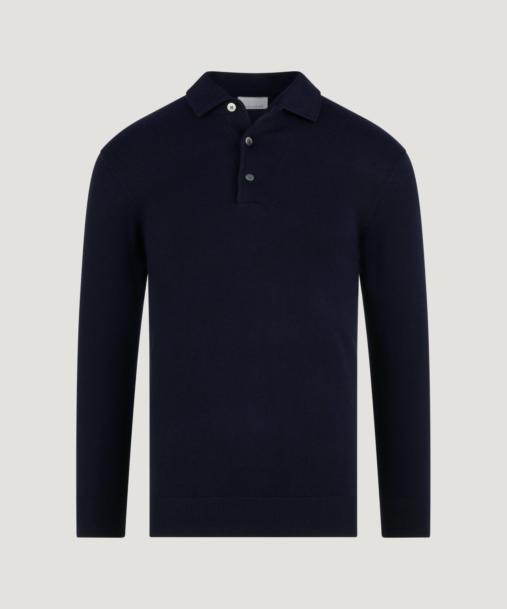 Profuomo Luxury basic long sleeve one piece polo Tencel/katoen/zijde donkerblauw - The Society Shop