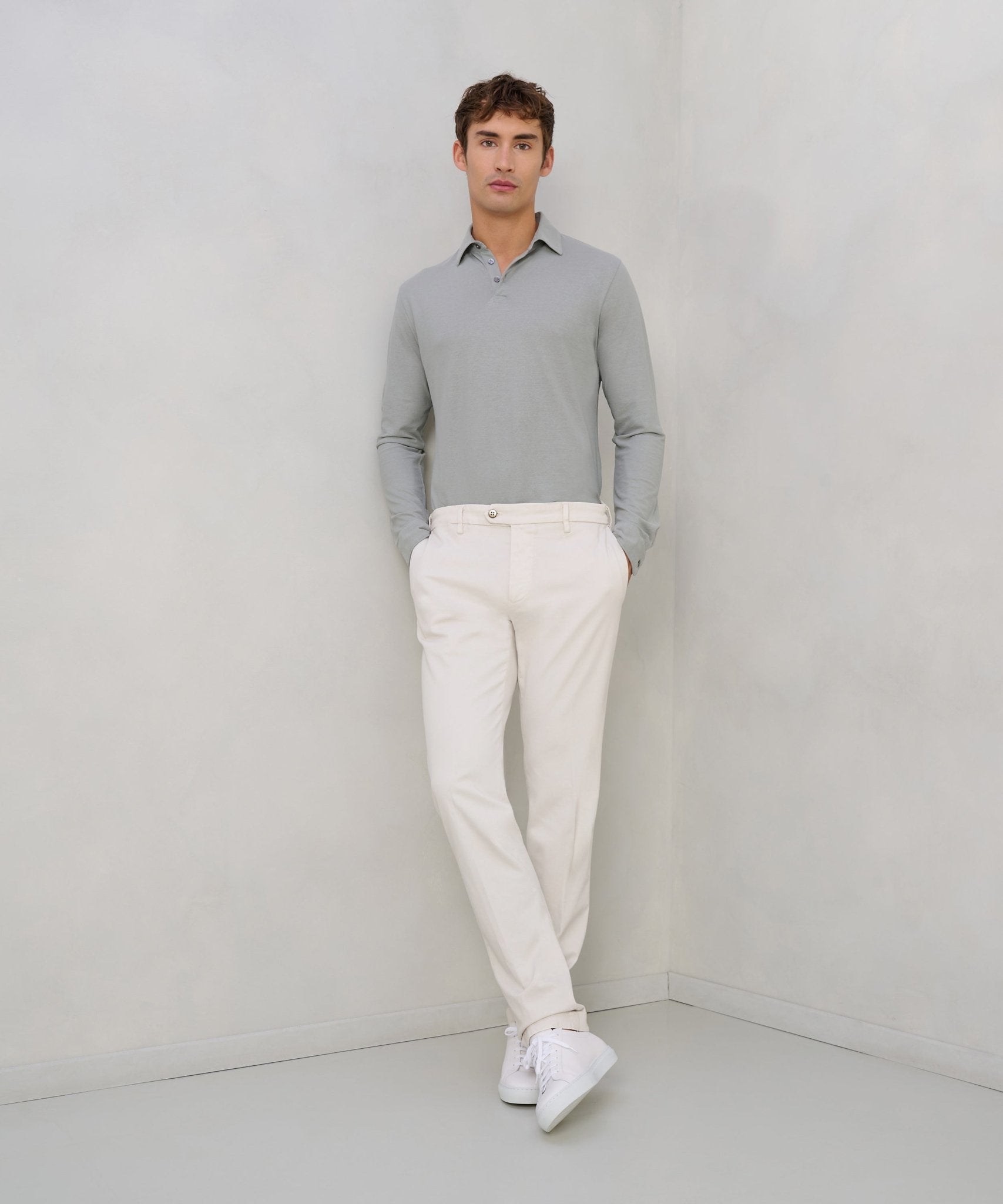 Mason's New York chino katoen/modal stretch lichtgrijs - THE SOCIETY SHOP