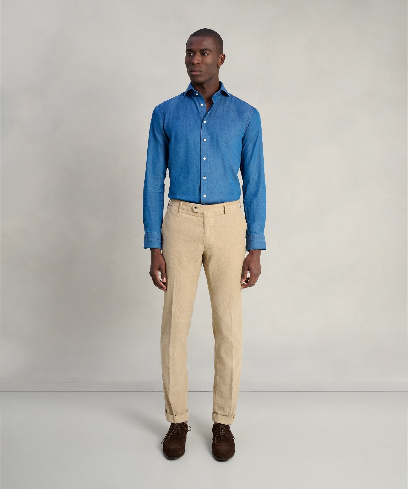 Mason's New York style chino gewassen katoen corduroy stretch beige - THE SOCIETY SHOP