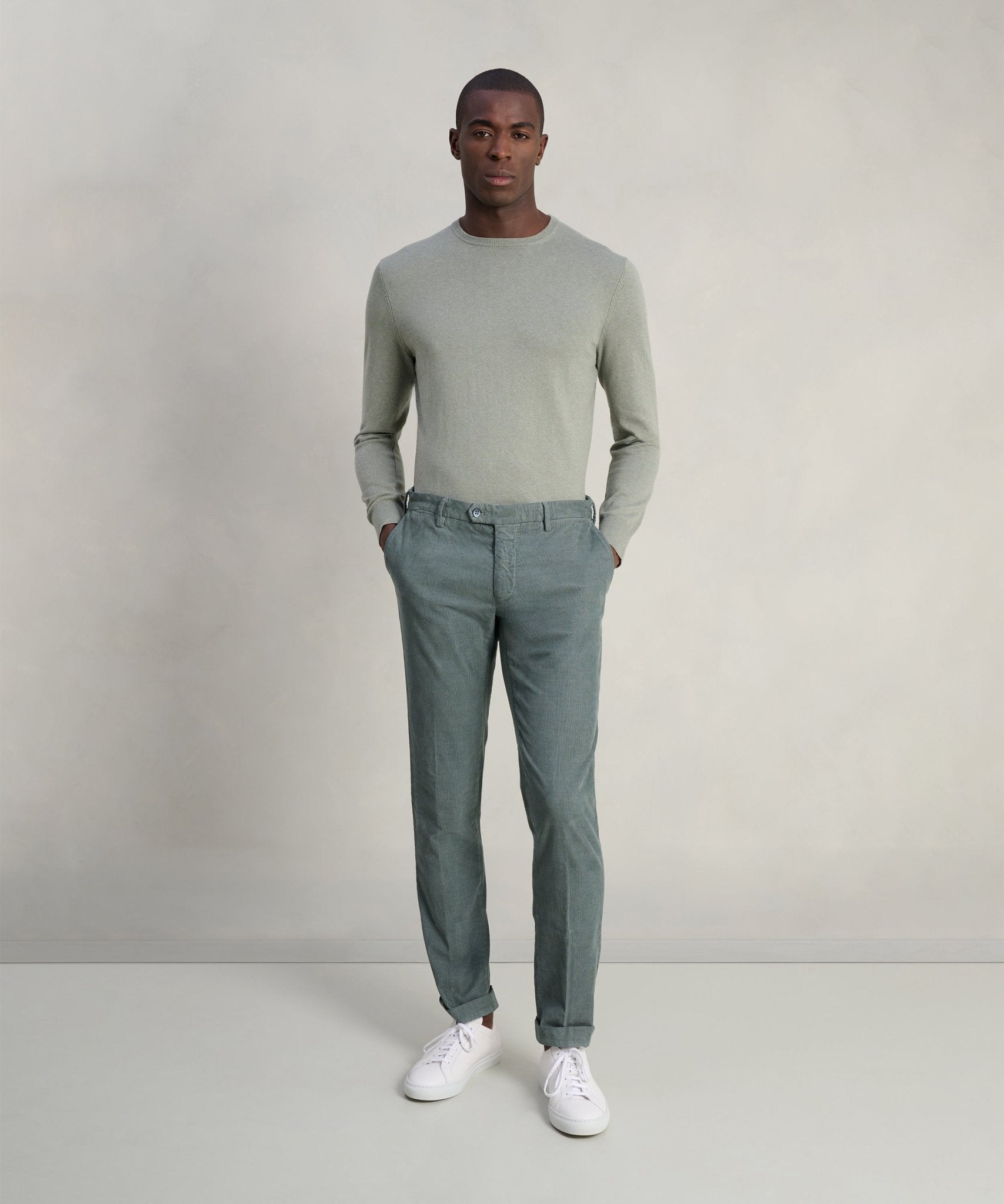 Mason's New York style chino gewassen katoen corduroy stretch donkergroen - THE SOCIETY SHOP