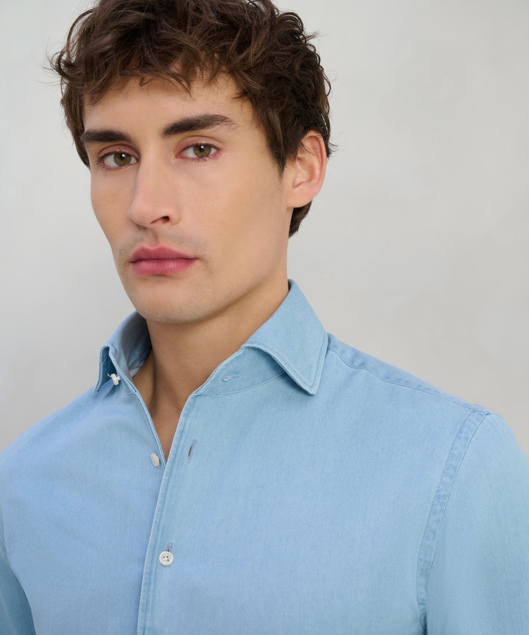 Profuomo One piece denim overhemd katoen blauw - The Society Shop