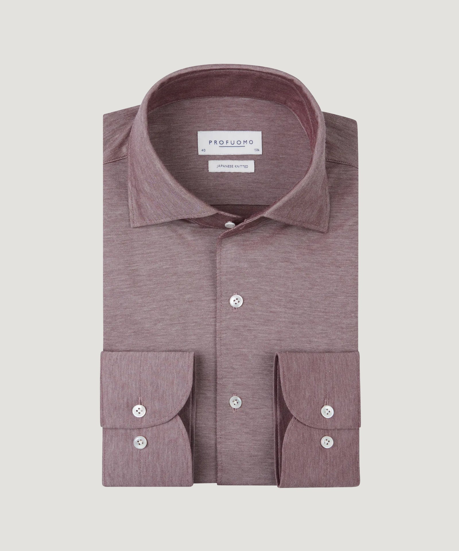 Profuomo One piece Japanese knitted overhemd bordeauxrood - THE SOCIETY SHOP