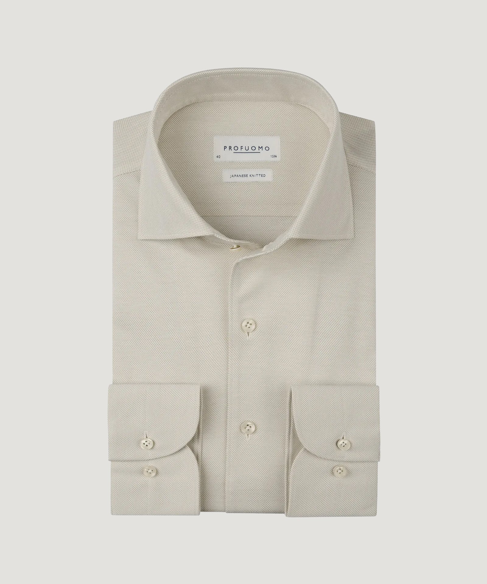 Profuomo One piece Japanese knitted overhemd dark sand - THE SOCIETY SHOP