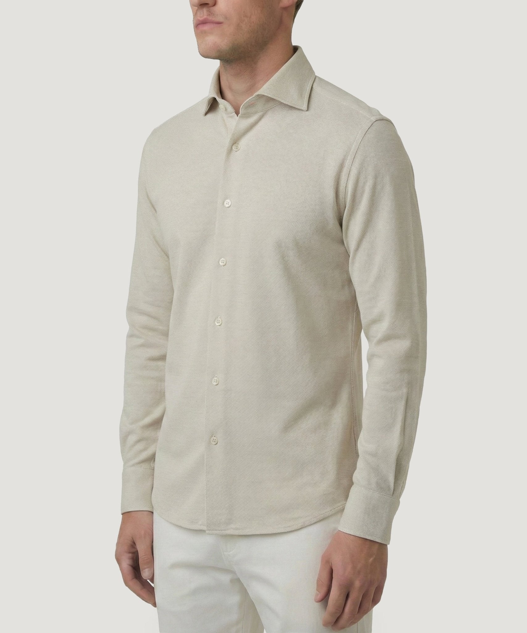 Profuomo One piece Japanese knitted overhemd dark sand - THE SOCIETY SHOP