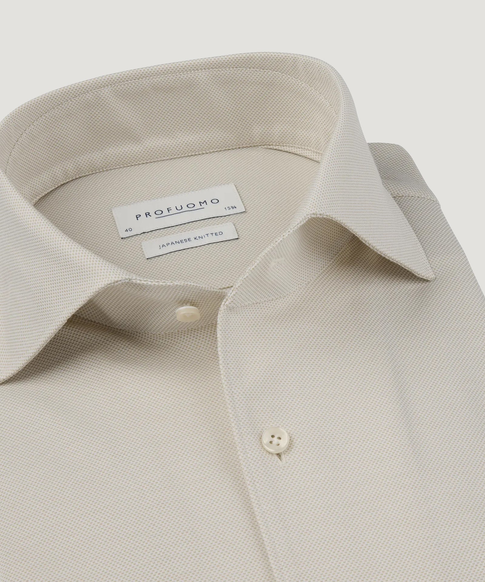 Profuomo One piece Japanese knitted overhemd dark sand - THE SOCIETY SHOP