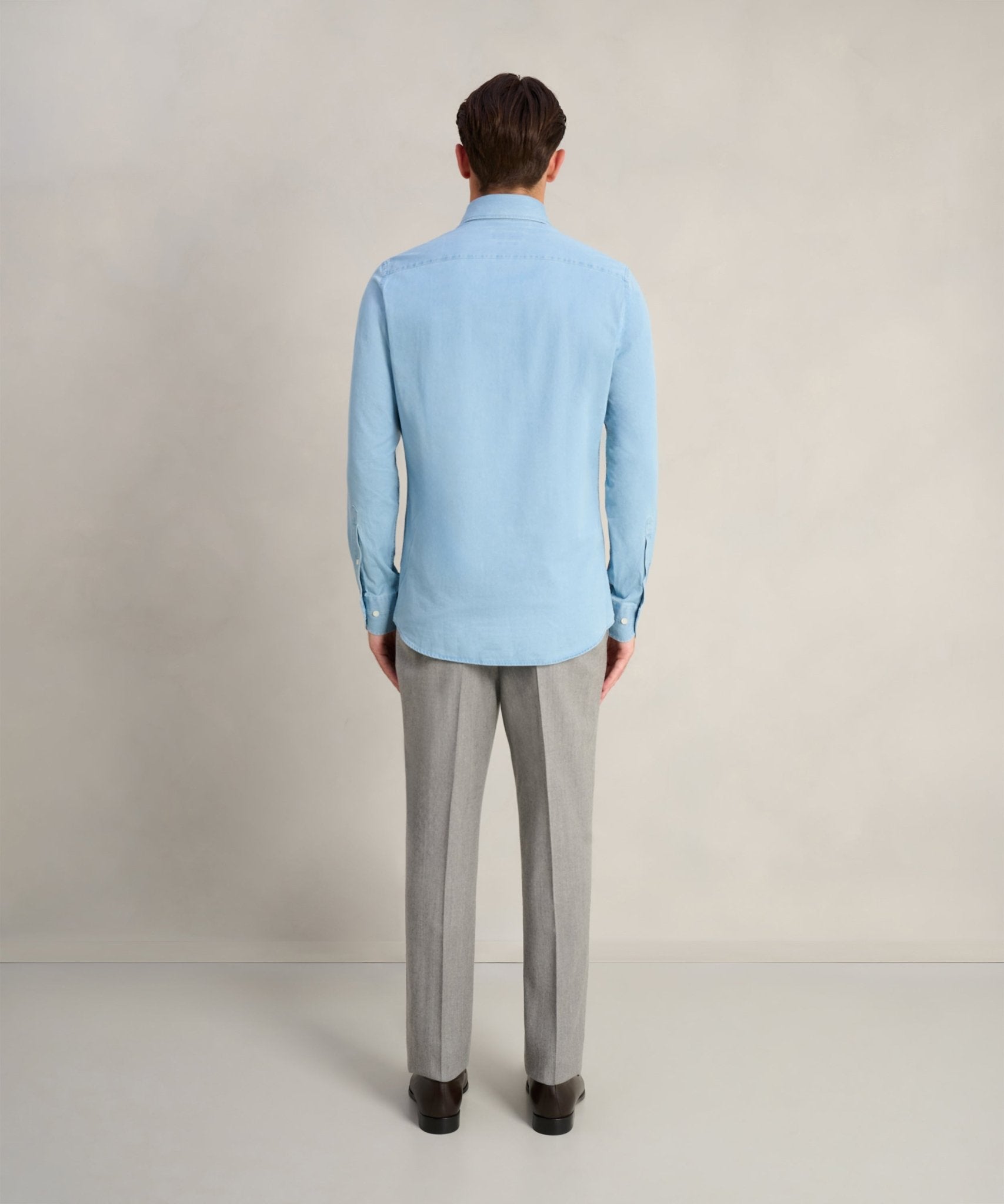 Profuomo One - piece overhemd katoen denim lichtblauw - THE SOCIETY SHOP