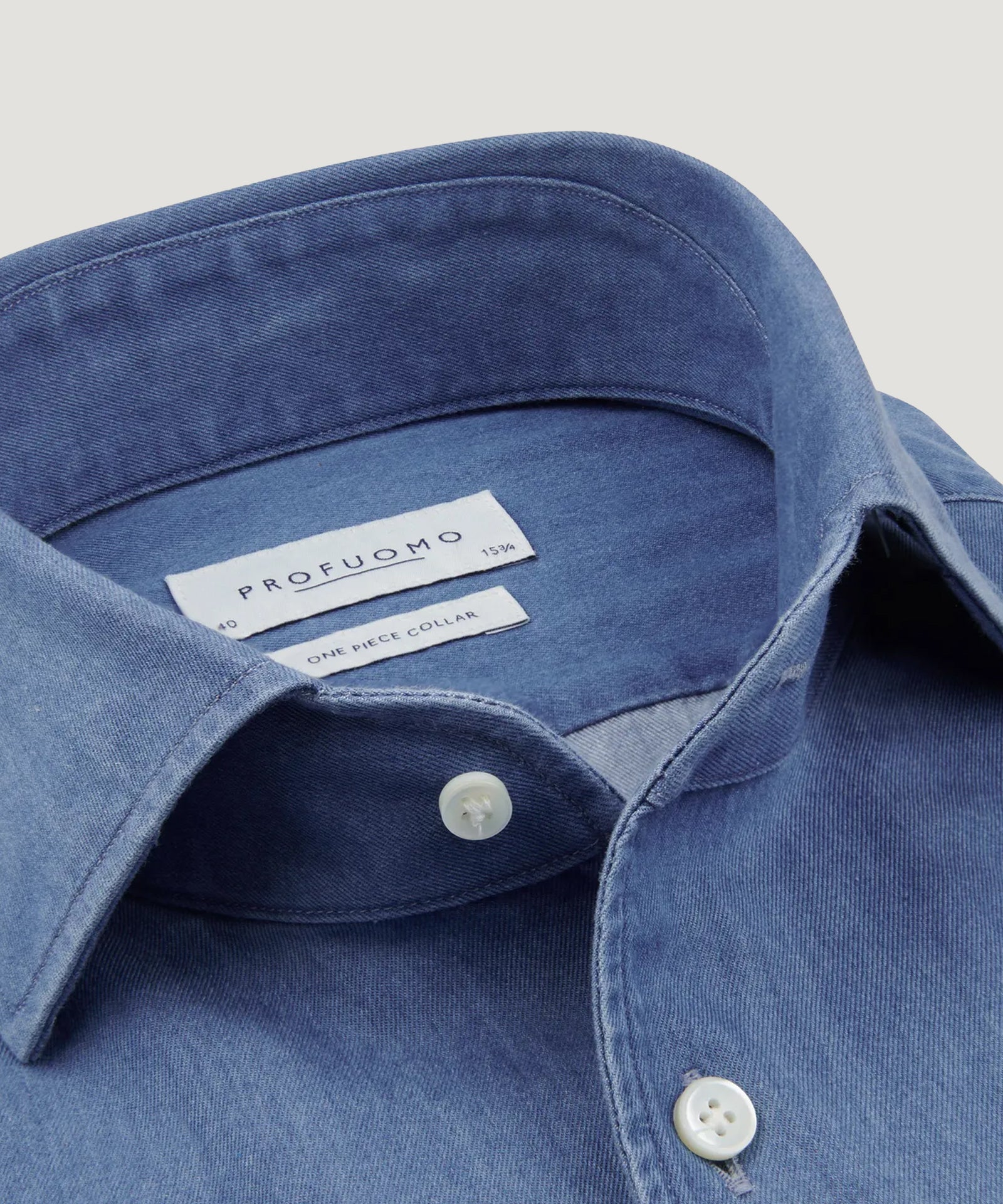 Profuomo One piece overhemd katoen indigo blauw - THE SOCIETY SHOP