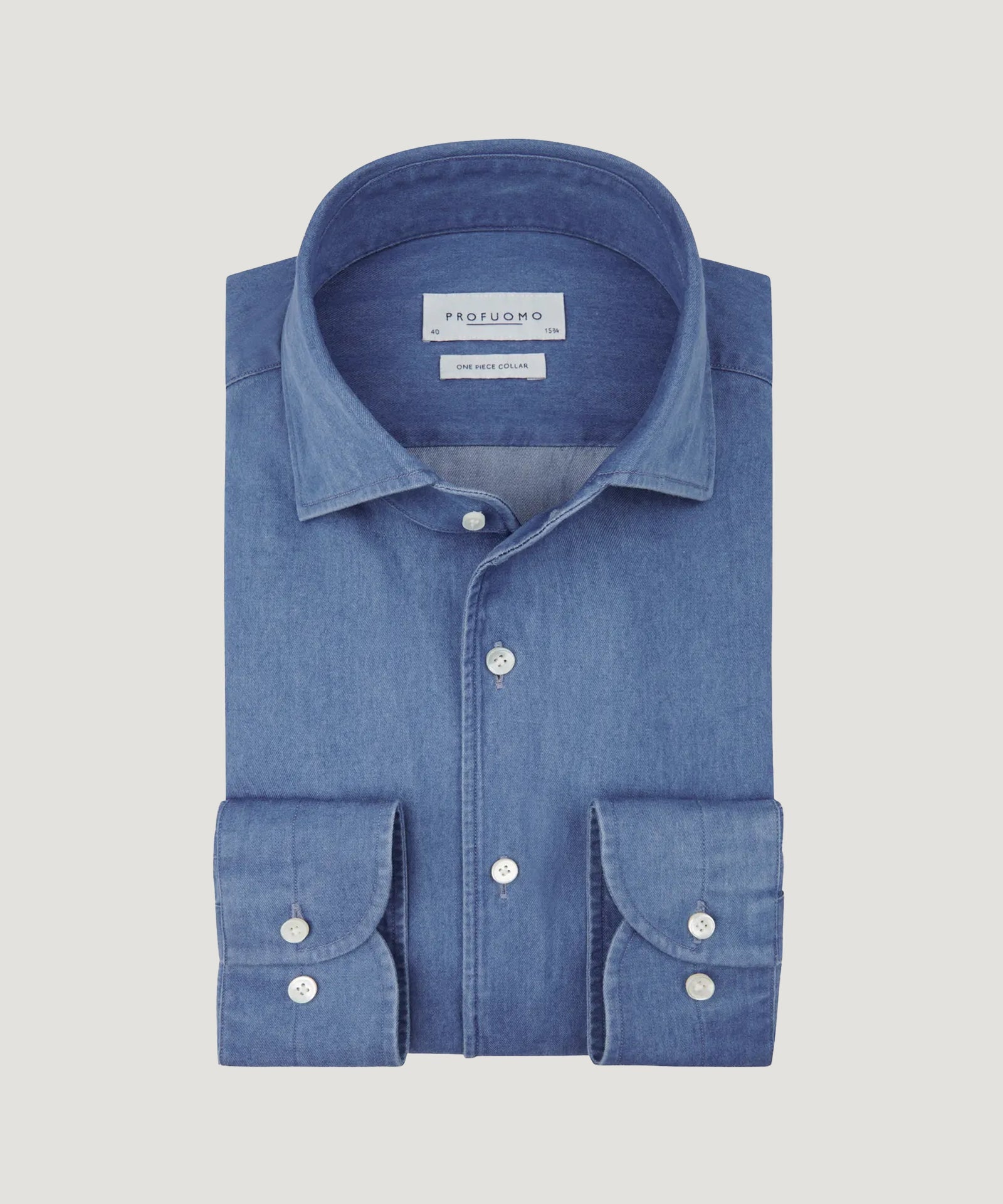 Profuomo One piece overhemd katoen indigo blauw - THE SOCIETY SHOP