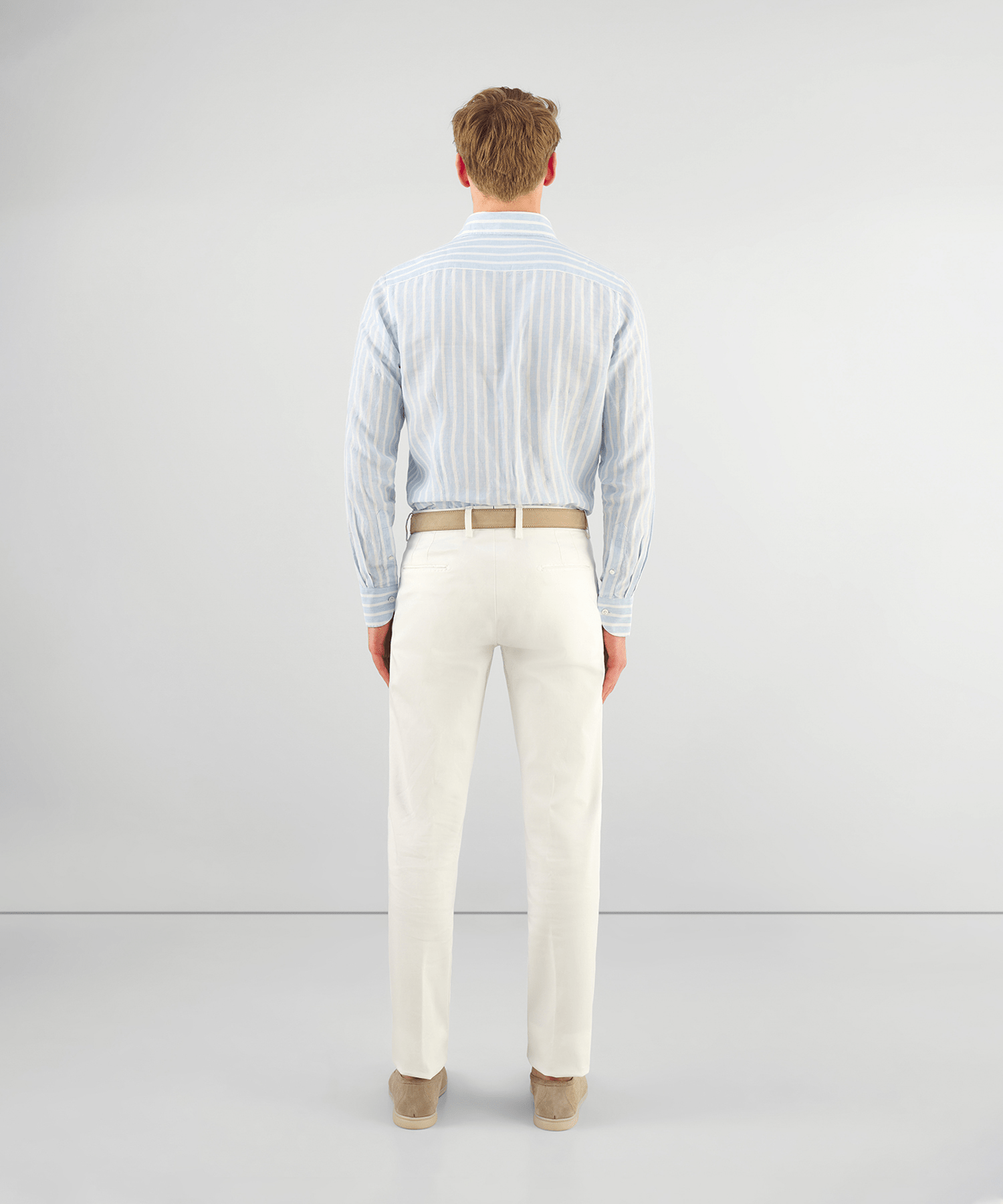SOCI3TY Handmade Overhemd blauw/wit gestreept linnen - The Society Shop