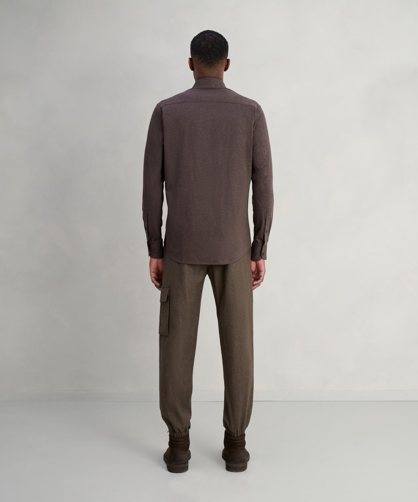 Profuomo Overhemd brushed katoen jersey bruin - The Society Shop