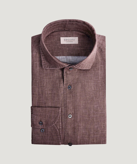 SOCI3TY Handmade Overhemd coated linnen bruin (By Canclini) - THE SOCIETY SHOP