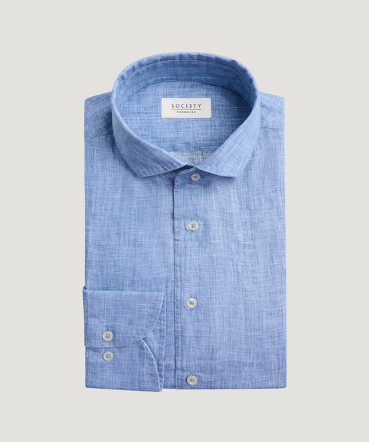 SOCI3TY Handmade Overhemd coated linnen lichtblauw (By Canclini) - THE SOCIETY SHOP