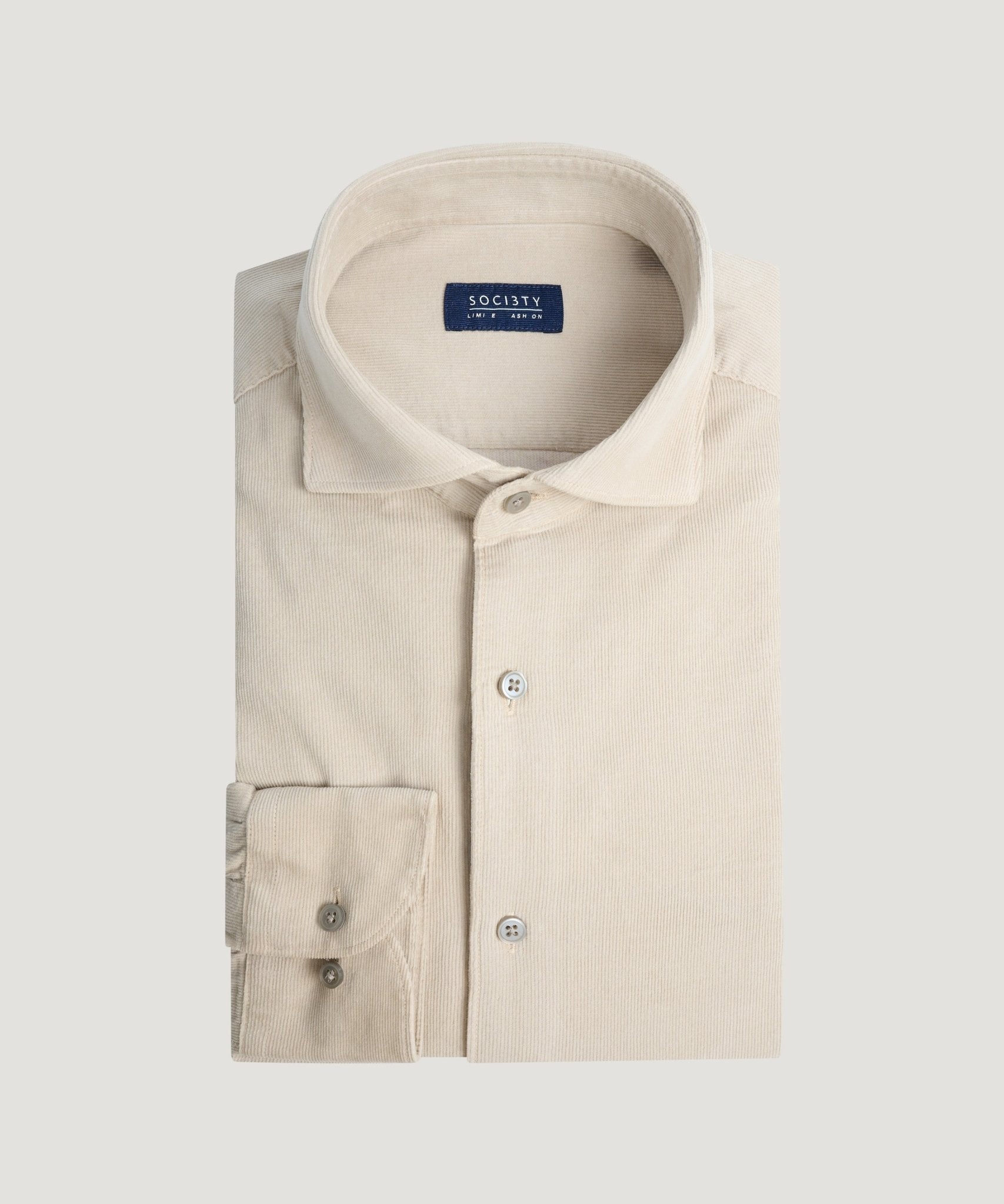 SOCI3TY Handmade Overhemd gewassen corduroy beige - THE SOCIETY SHOP