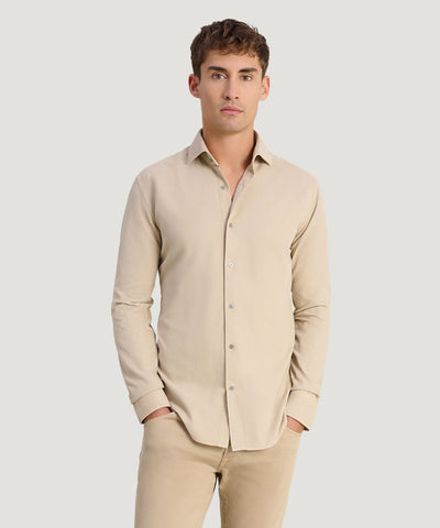 SOCI3TY Handmade Overhemd gewassen corduroy beige - THE SOCIETY SHOP