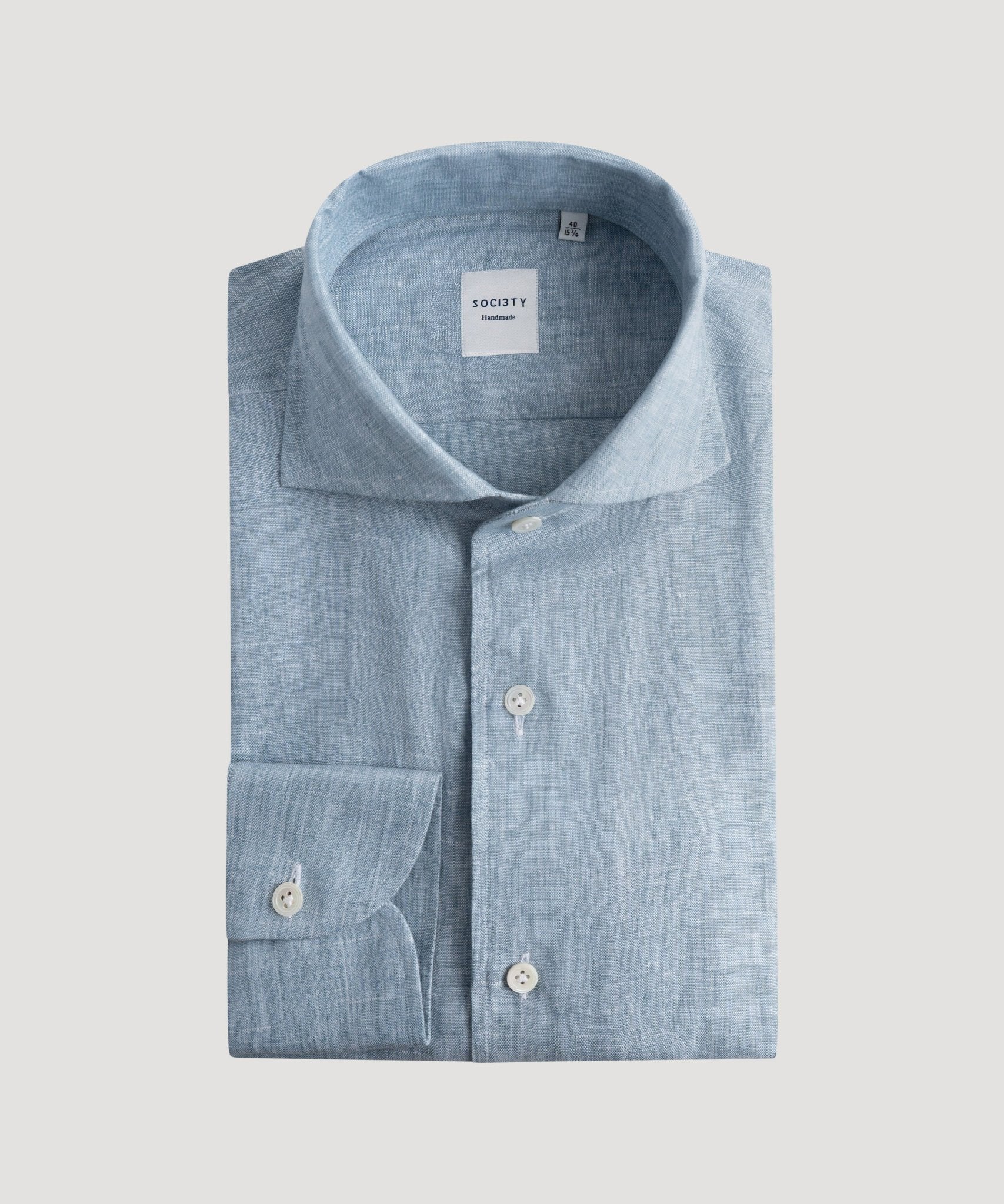 SOCI3TY Handmade Overhemd gewassen linnen lichtblauw - THE SOCIETY SHOP