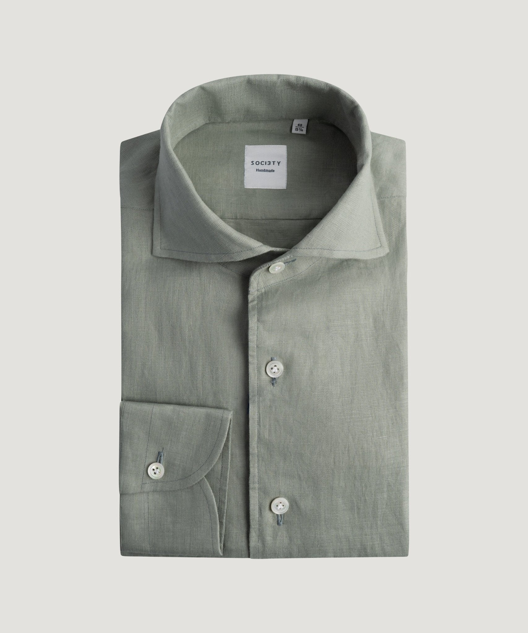 SOCI3TY Handmade Overhemd gewassen linnen lichtgroen - THE SOCIETY SHOP