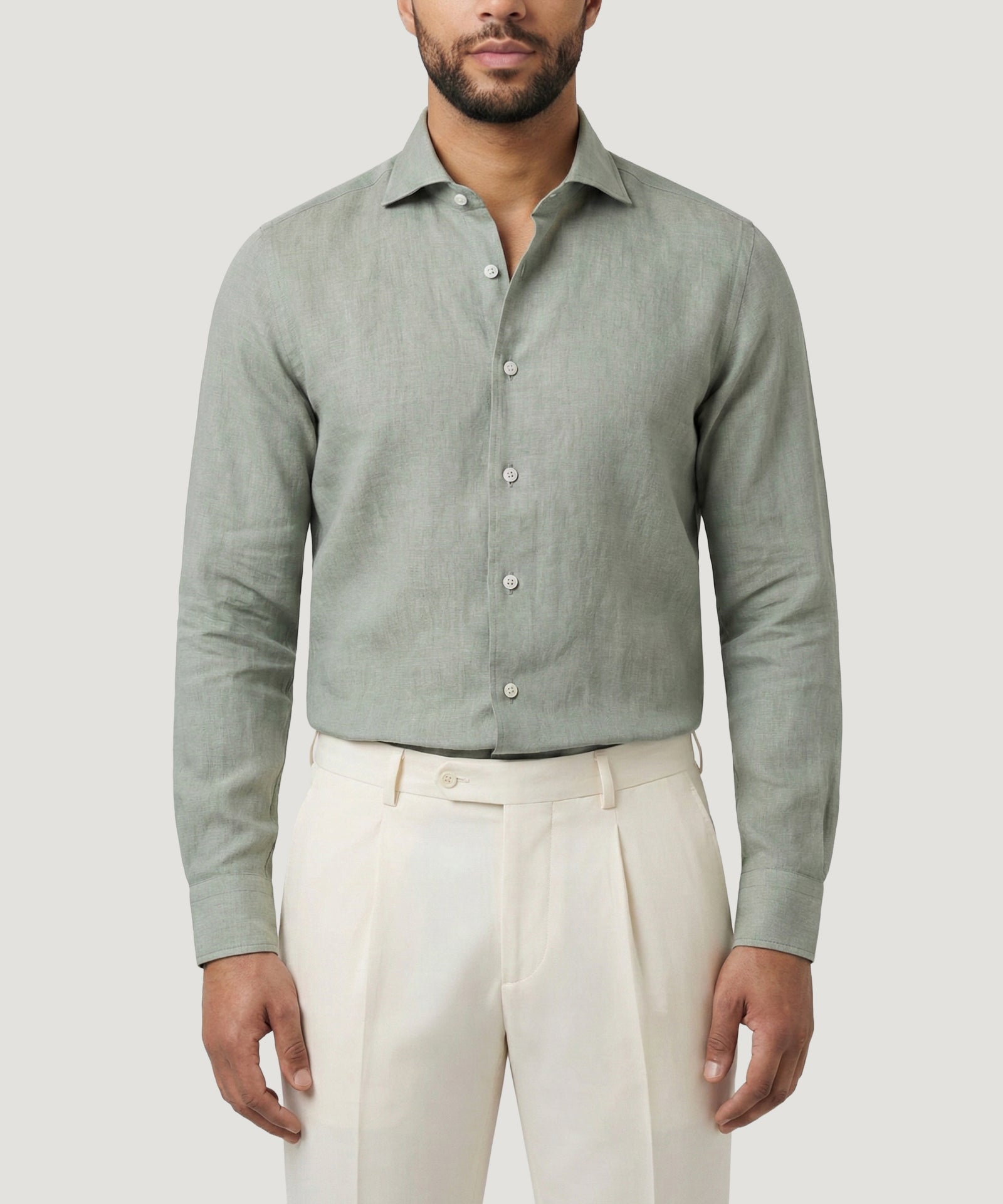 SOCI3TY Handmade Overhemd gewassen linnen lichtgroen - THE SOCIETY SHOP