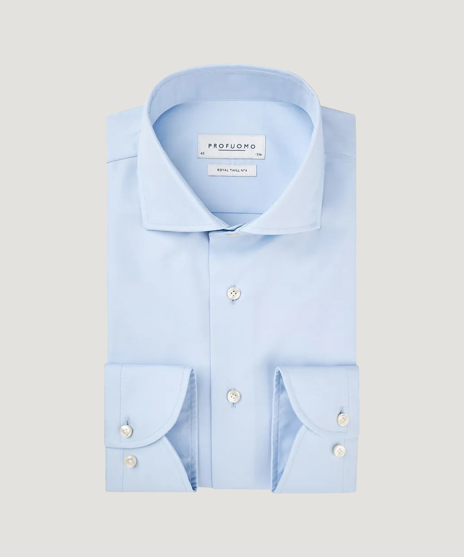 Profuomo Overhemd katoen 2 - ply royal twill No. 6 lichtblauw - THE SOCIETY SHOP