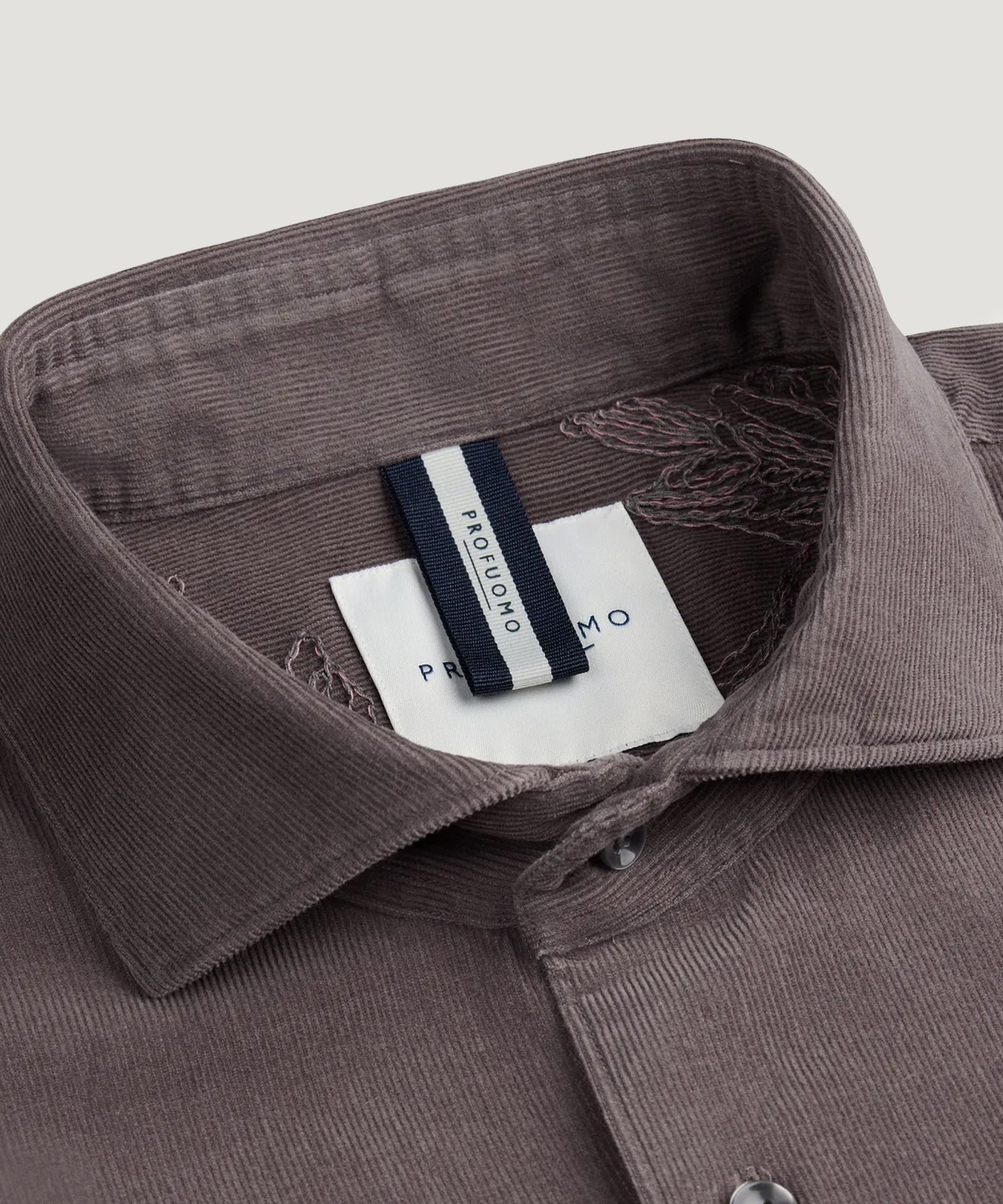 Profuomo Overhemd katoen corduroy aubergine - THE SOCIETY SHOP