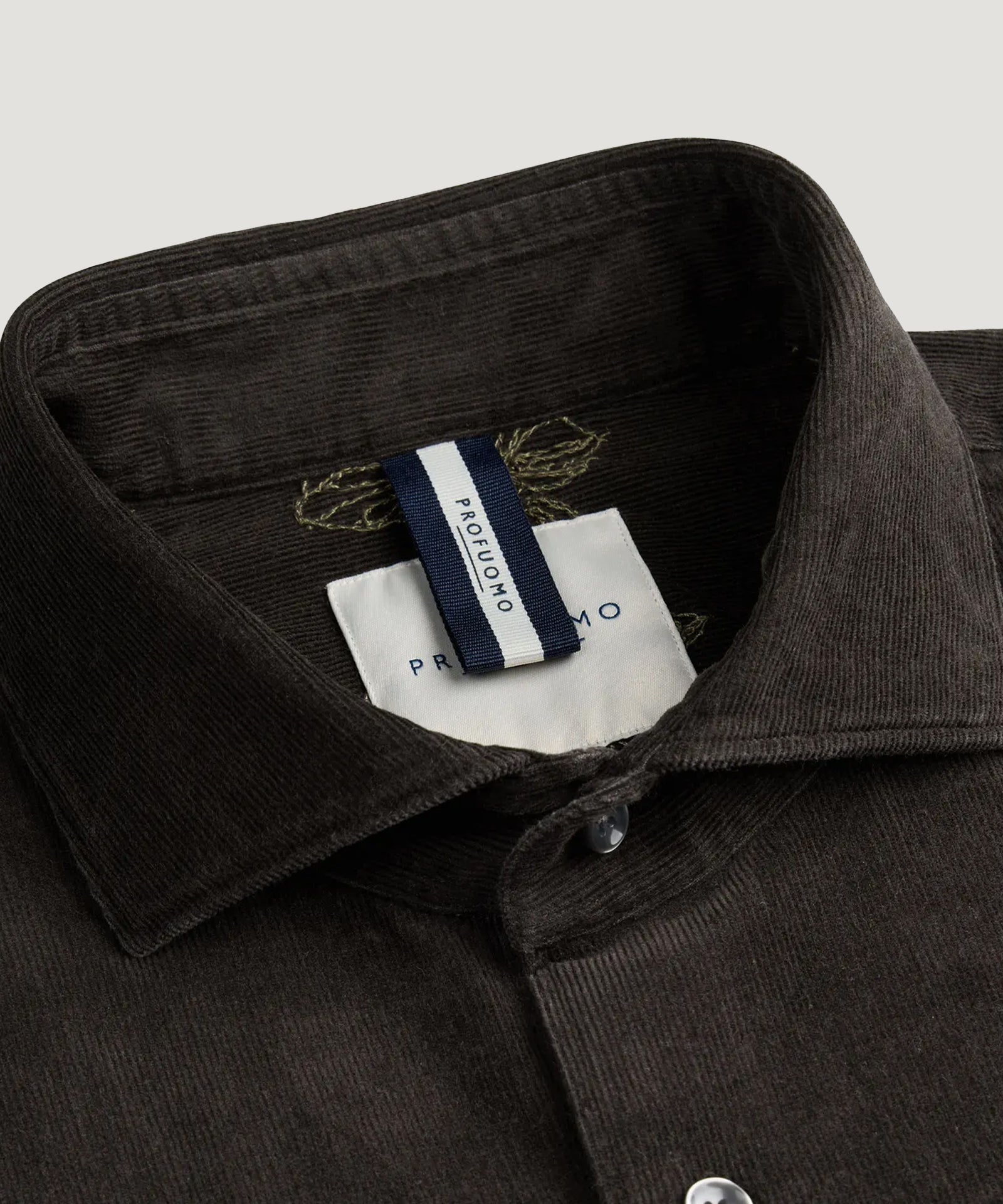 Profuomo Overhemd katoen corduroy donkerbruin - THE SOCIETY SHOP