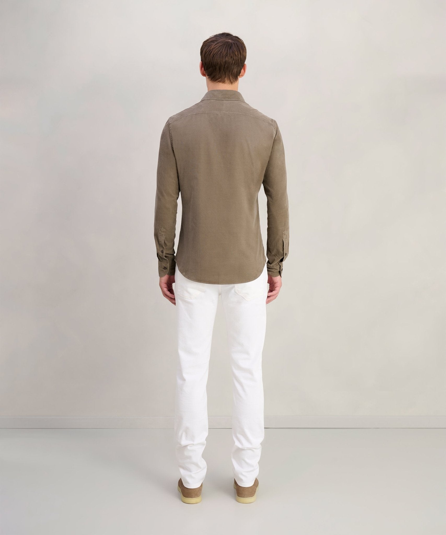 Profuomo Overhemd katoen corduroy groen - The Society Shop