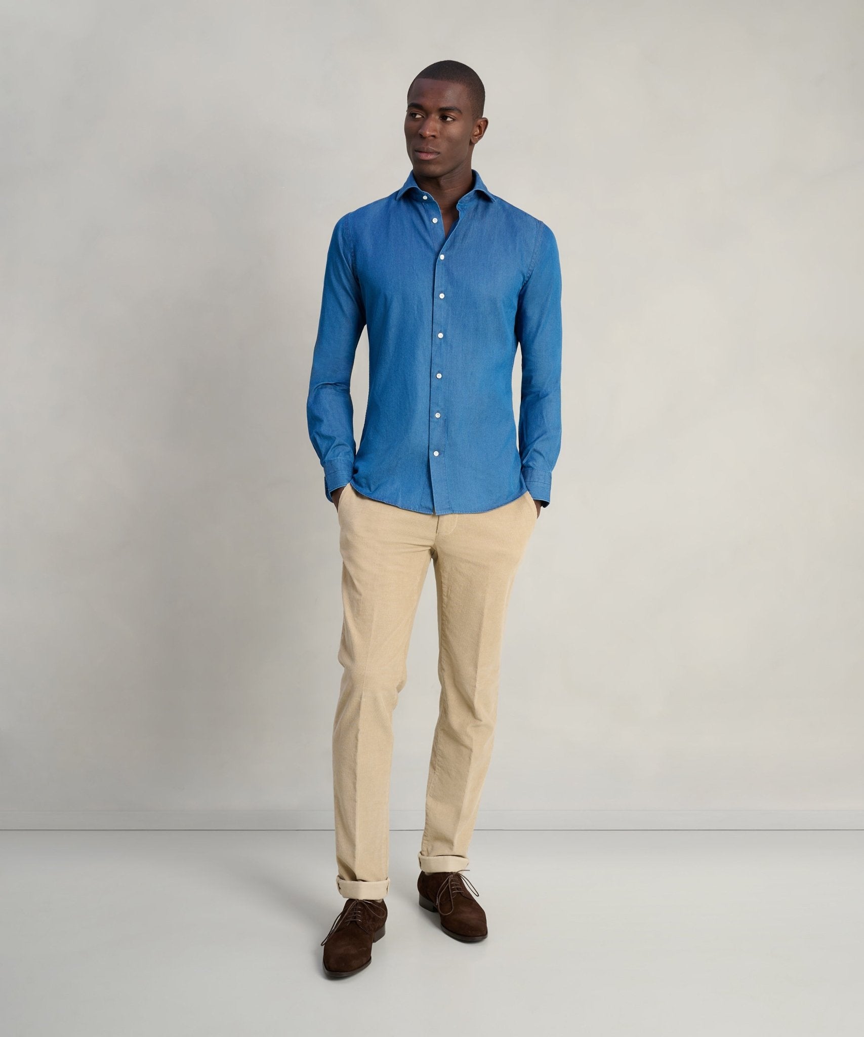 Profuomo Overhemd katoen denim blauw - THE SOCIETY SHOP
