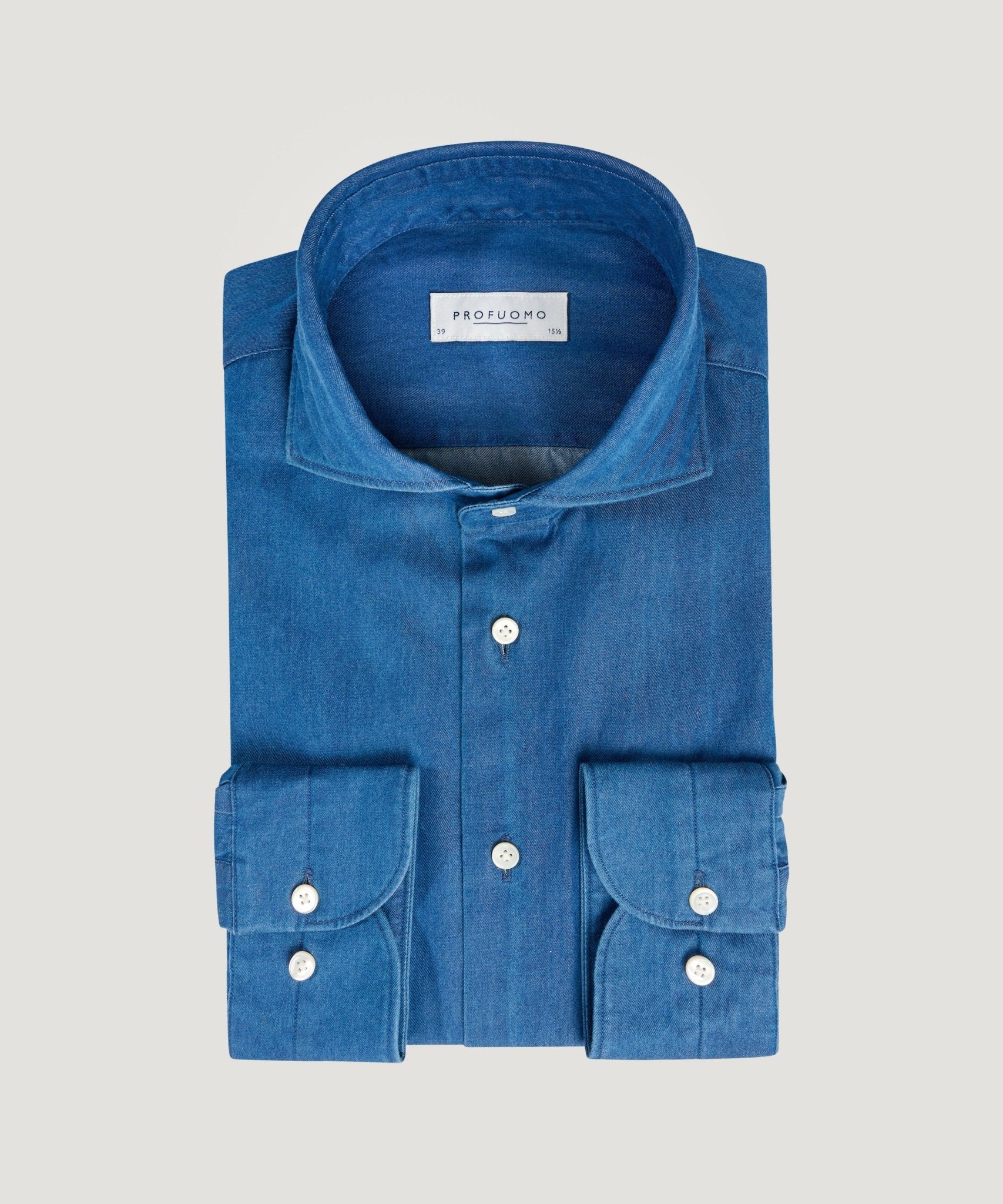 Profuomo Overhemd katoen denim blauw - THE SOCIETY SHOP