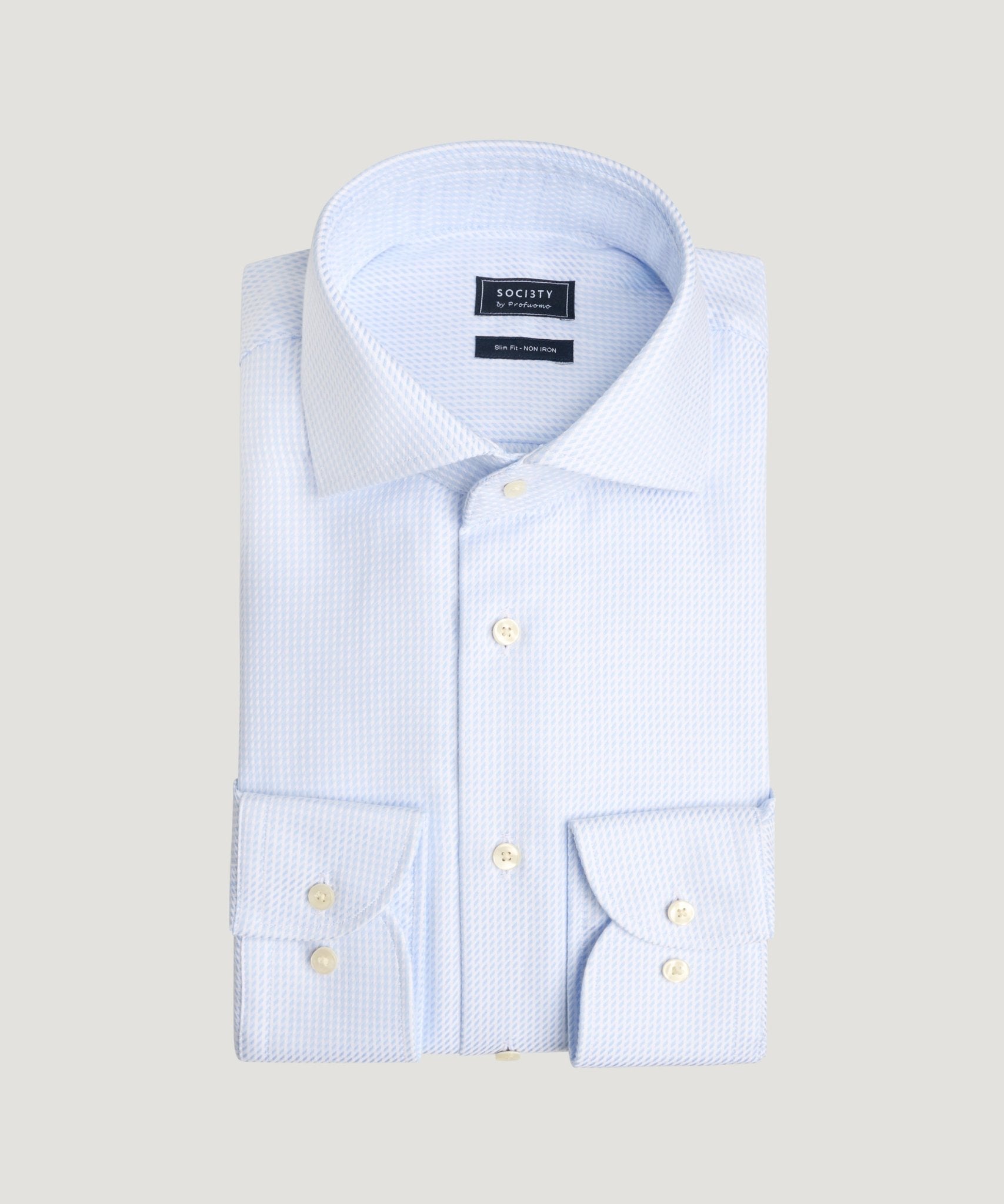 Profuomo Overhemd katoen dobby lichtblauw/wit - THE SOCIETY SHOP