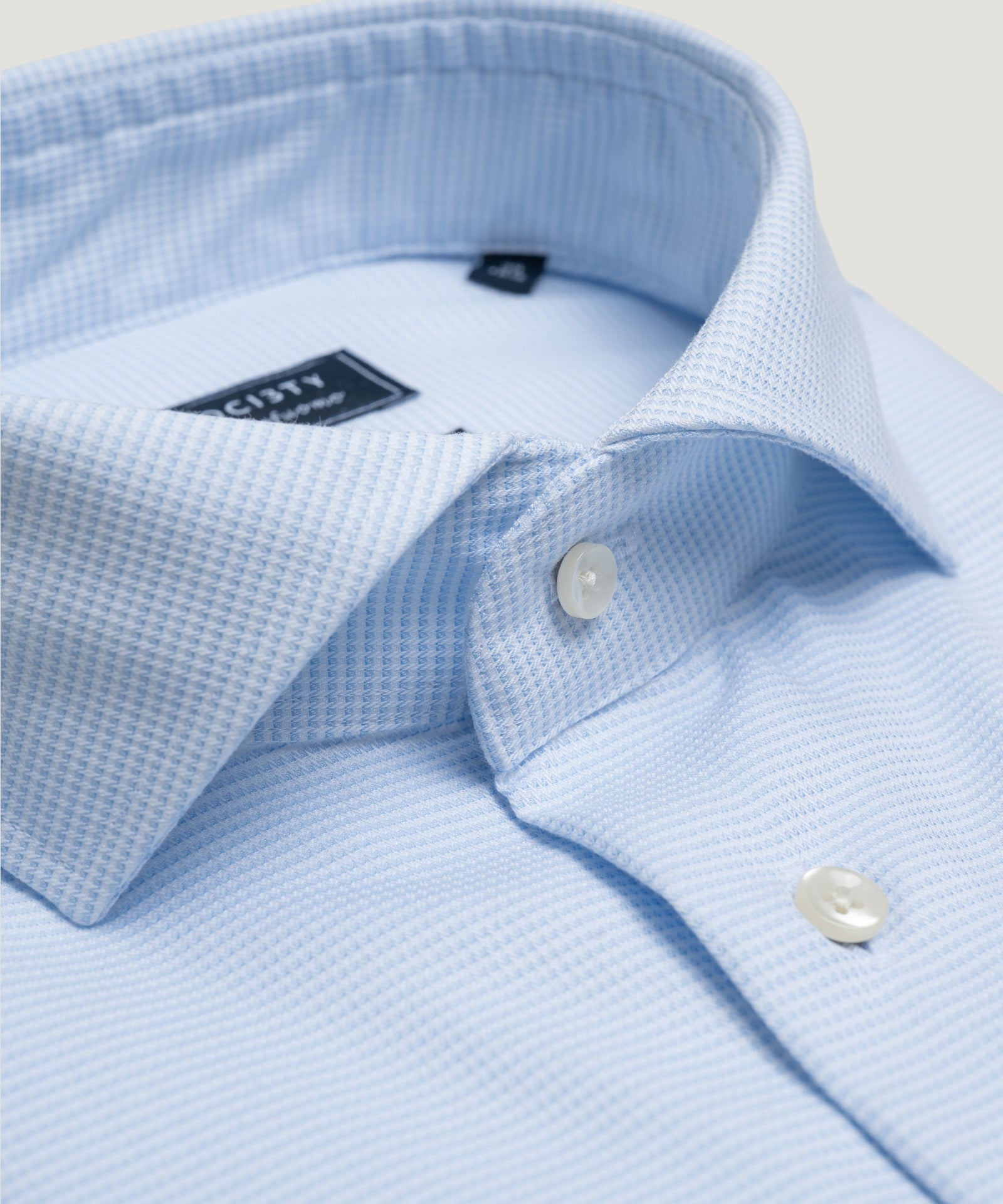 SOCI3TY by Profuomo Overhemd katoen dobby non iron lichtblauw - THE SOCIETY SHOP