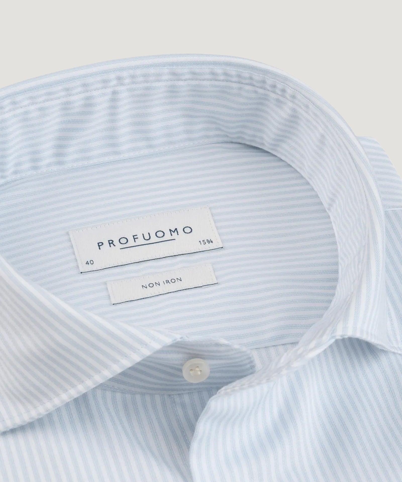 Profuomo Overhemd katoen twill lichtblauw gestreept - THE SOCIETY SHOP