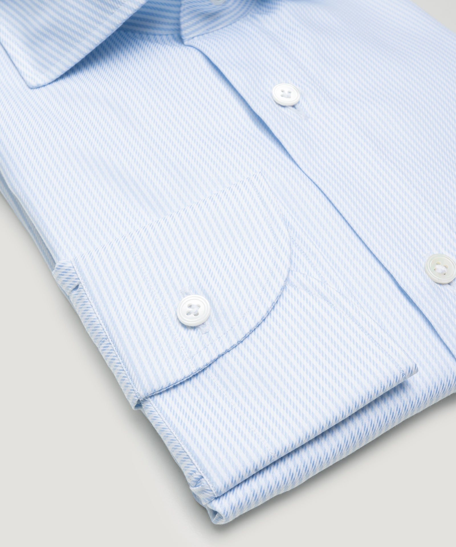 SOCI3TY Handmade Overhemd katoen twill lichtblauw gestreept - THE SOCIETY SHOP
