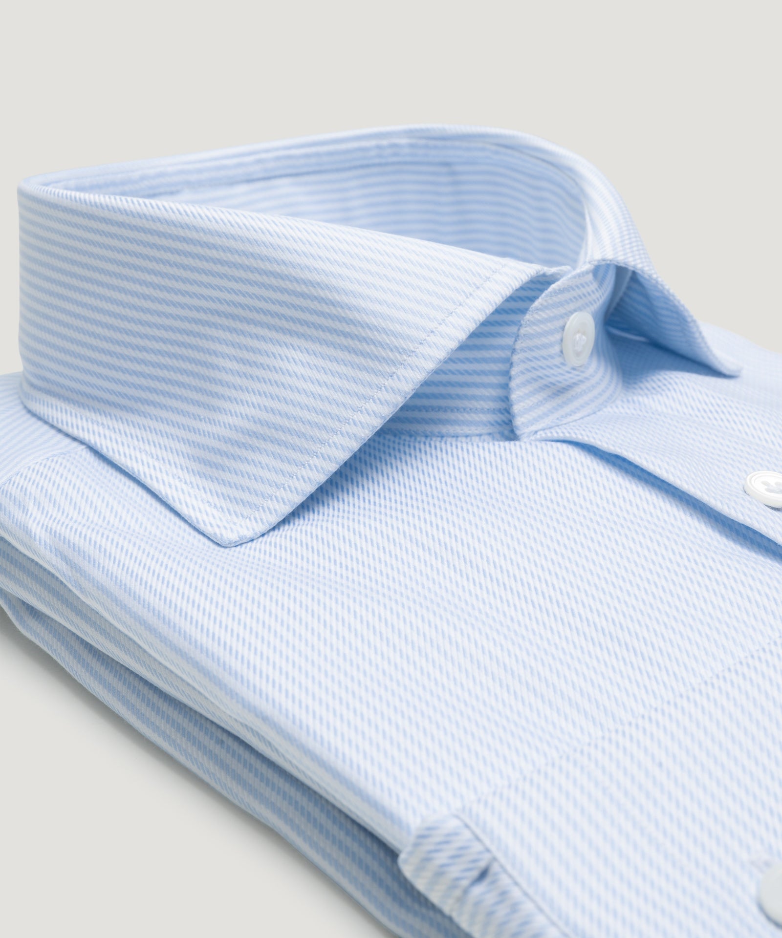 SOCI3TY Handmade Overhemd katoen twill lichtblauw gestreept - THE SOCIETY SHOP
