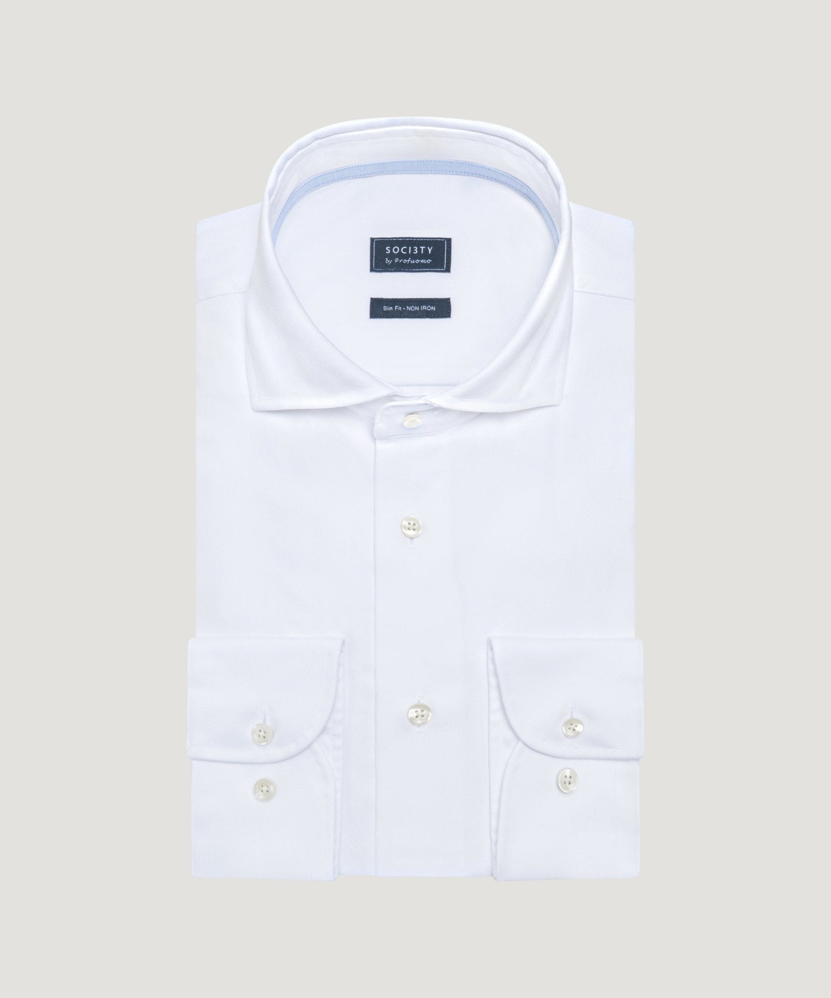 SOCI3TY by Profuomo Overhemd katoen twill non iron wit - THE SOCIETY SHOP