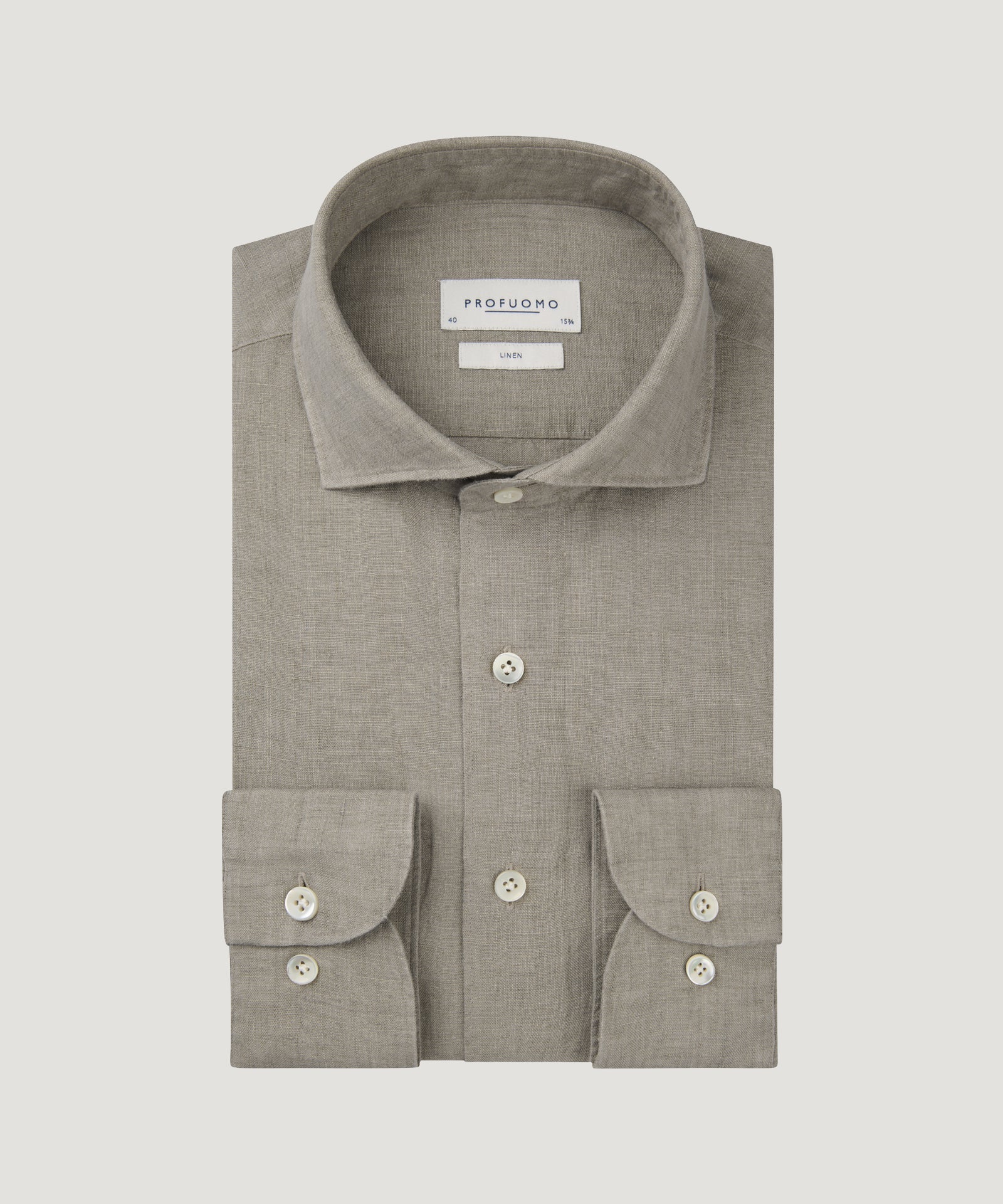 Profuomo Overhemd linnen taupe - THE SOCIETY SHOP