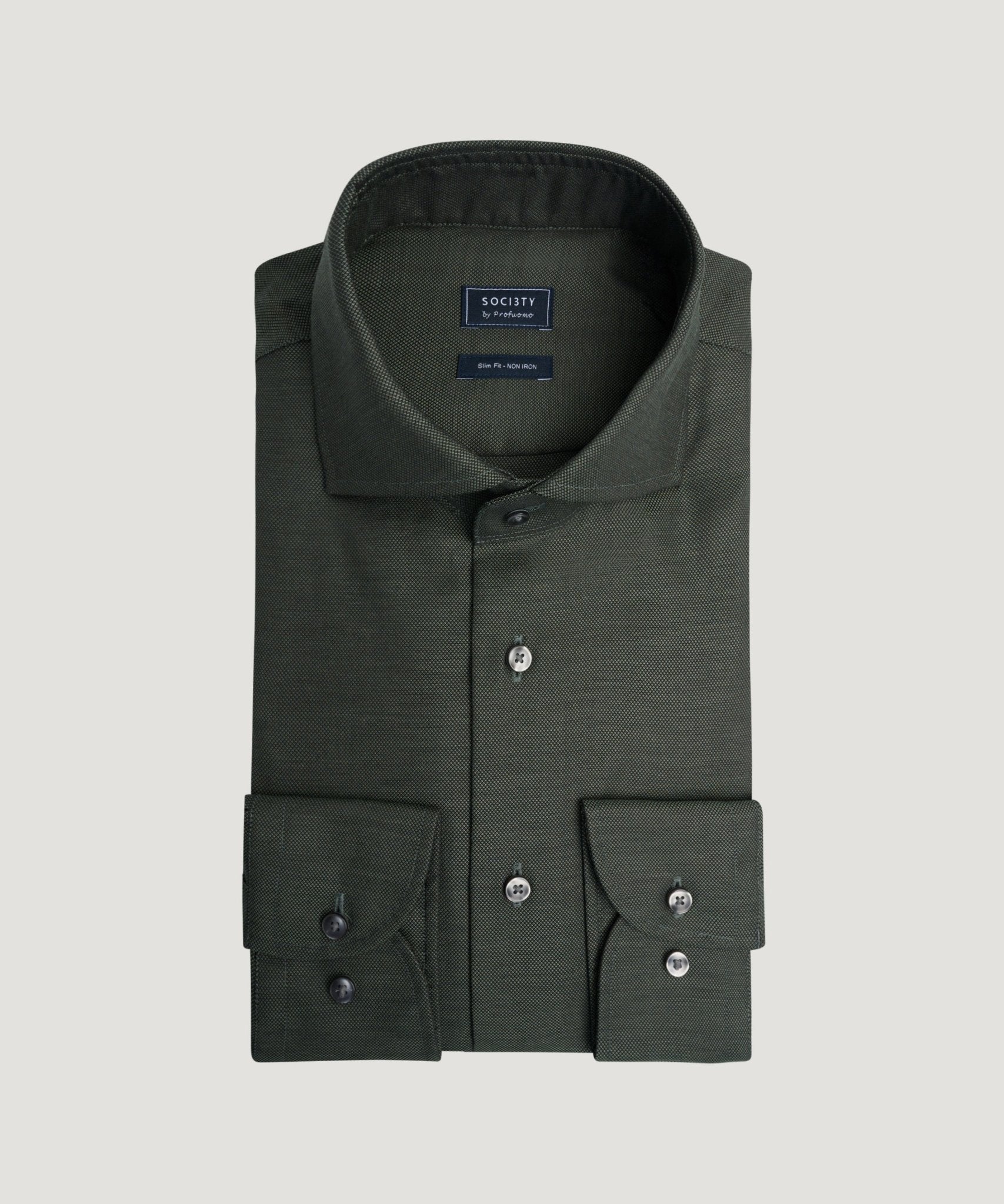 Profuomo Overhemd non iron katoen oxford donkergroen - THE SOCIETY SHOP