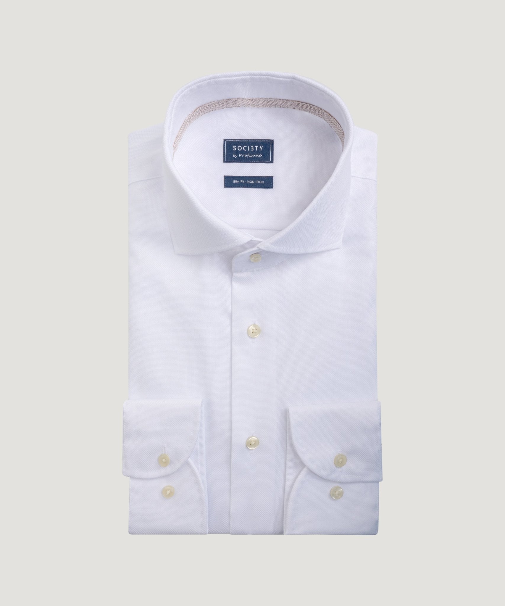 Profuomo Overhemd non iron katoen oxford wit - THE SOCIETY SHOP