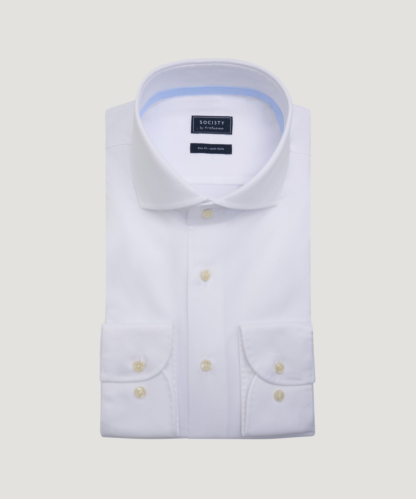 Profuomo Overhemd non iron katoen twill wit - THE SOCIETY SHOP