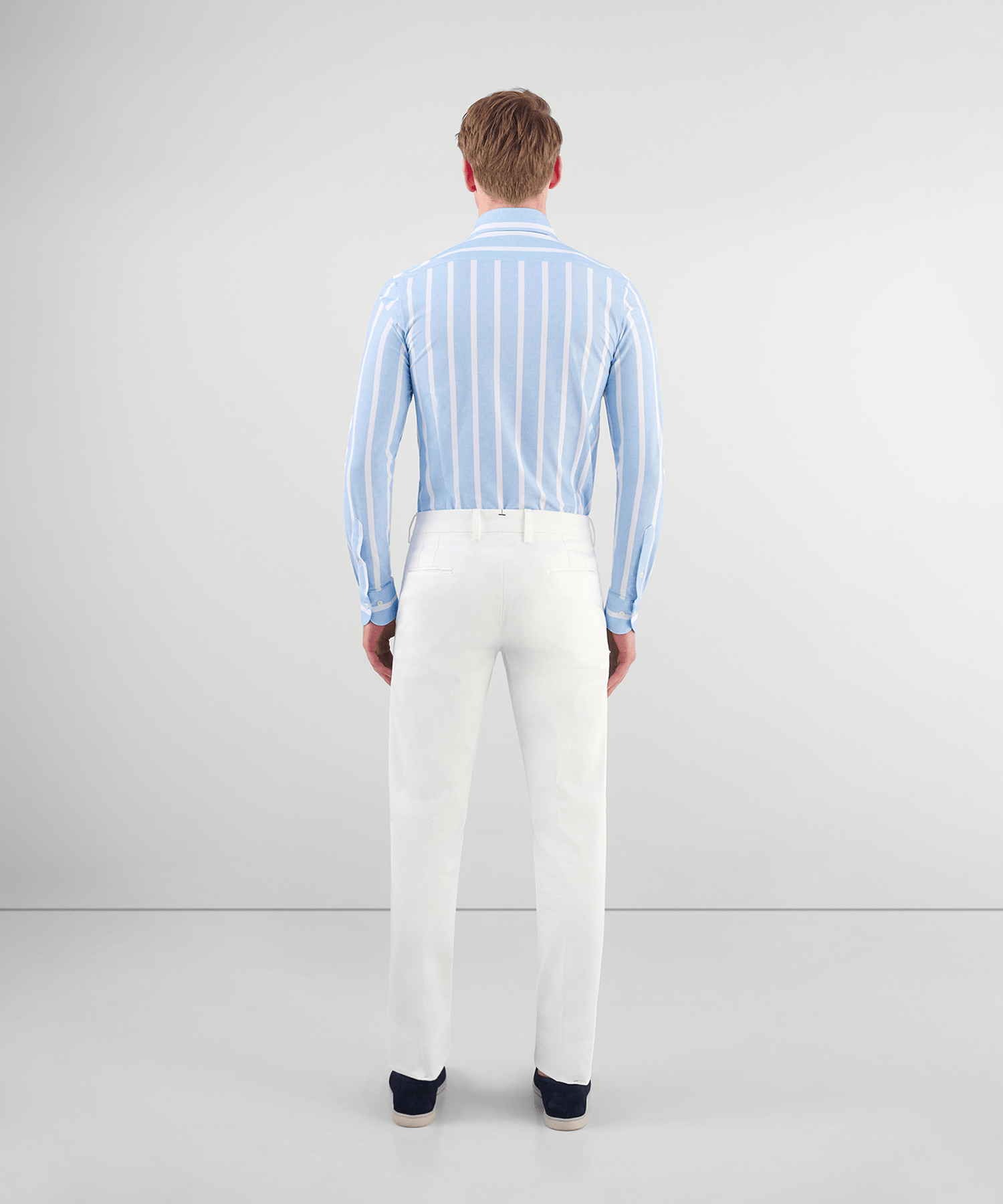 SOCI3TY Overhemd techfabric lichtblauw/wit gestreept - The Society Shop