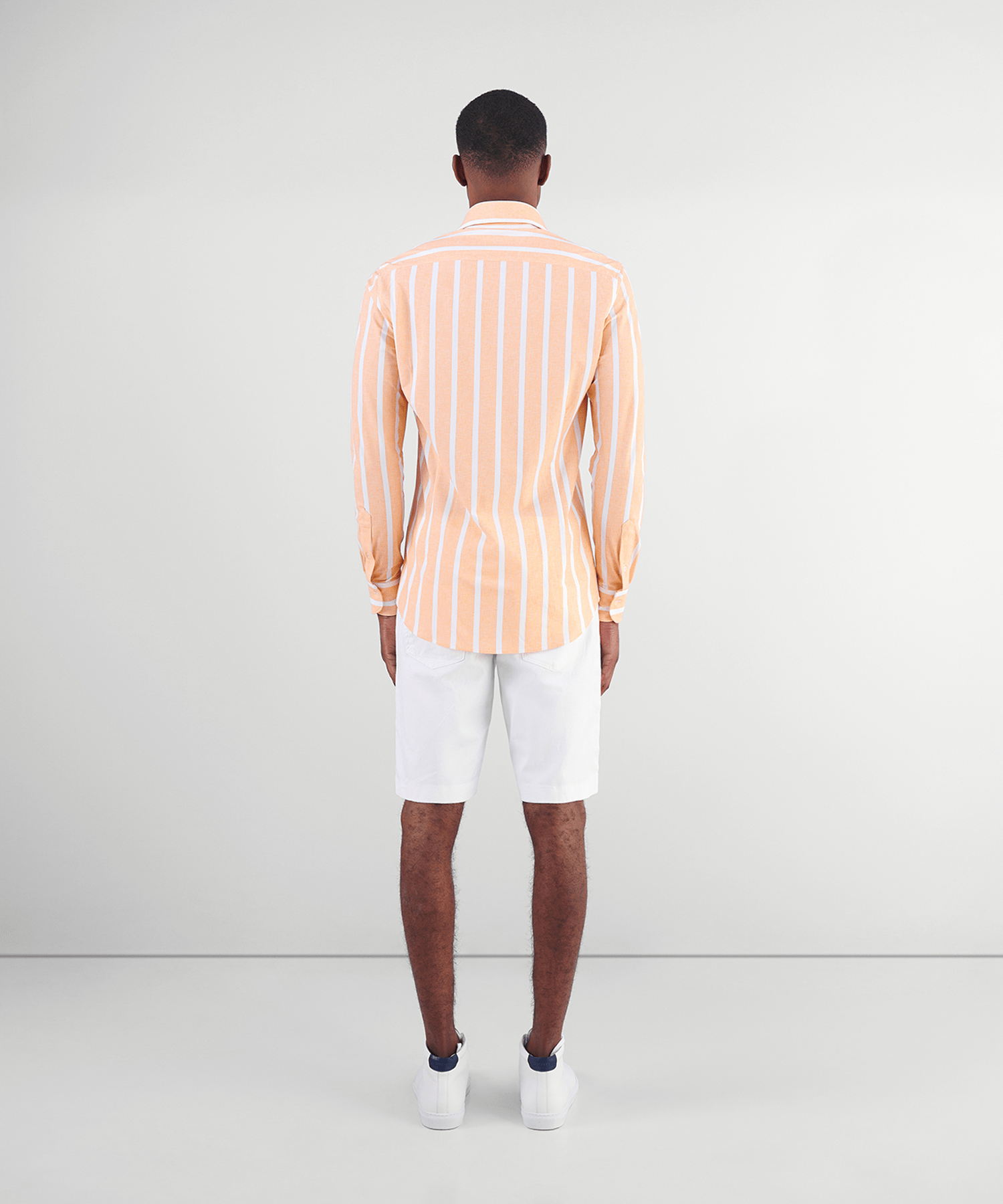 SOCI3TY Overhemd techfabric wit/oranje gestreept - The Society Shop