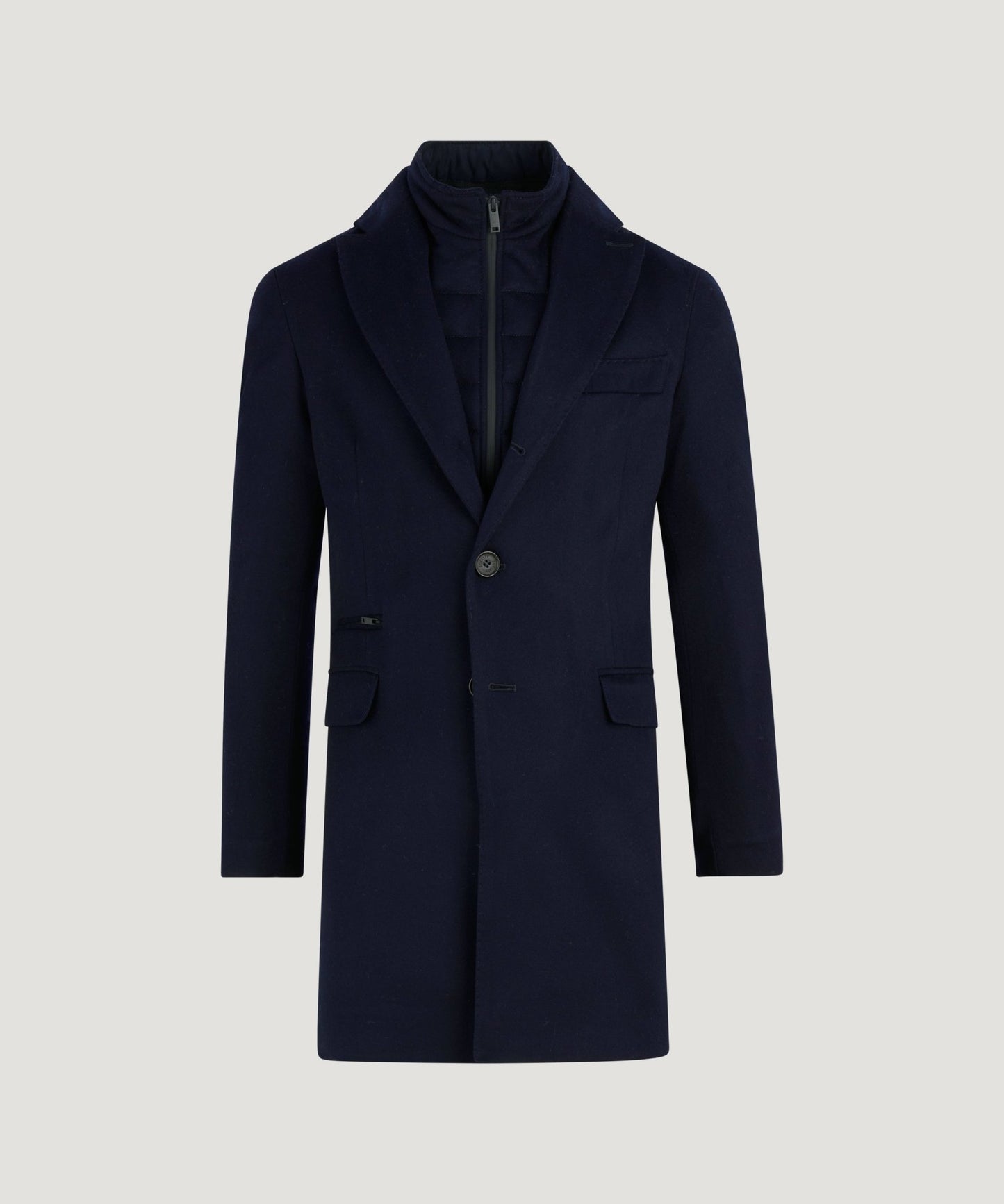 SOCI3TY Overjas virgin wool donkerblauw (woven by Loro Piana) - The Society Shop