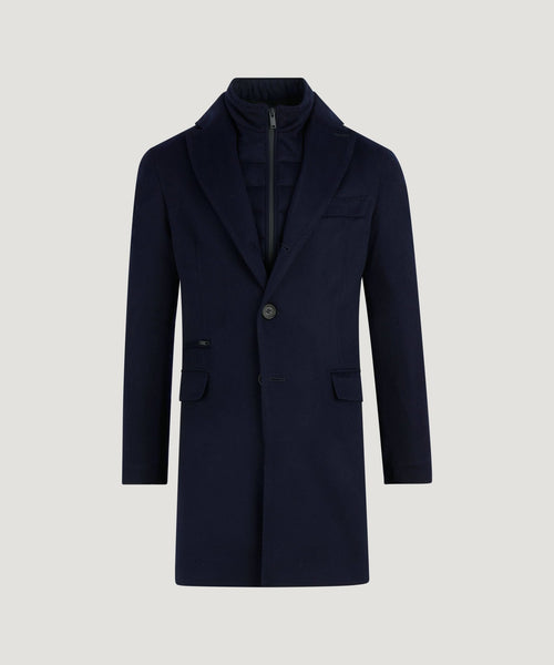 Overjas virgin wool donkerblauw (woven by Loro Piana)