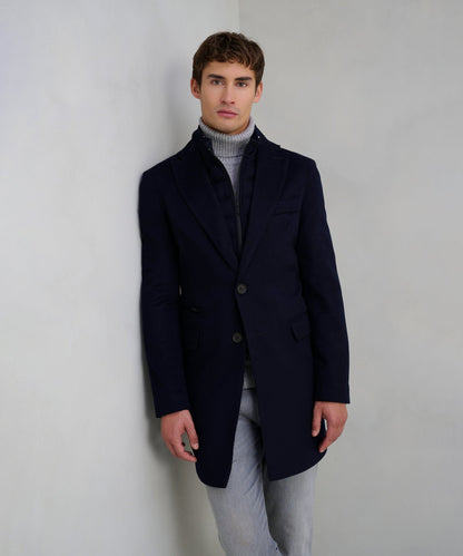 SOCI3TY Overjas virgin wool donkerblauw (woven by Loro Piana) - The Society Shop