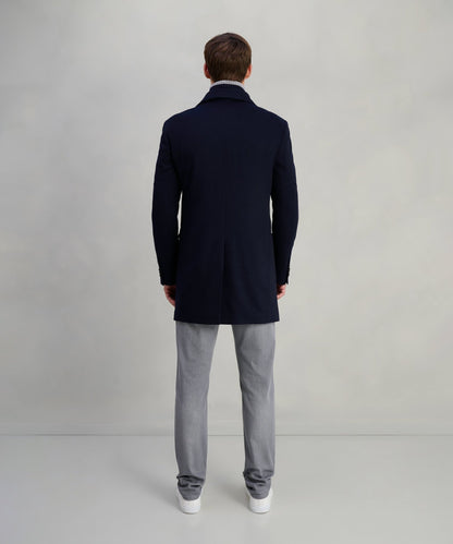 SOCI3TY Overjas virgin wool donkerblauw (woven by Loro Piana) - The Society Shop