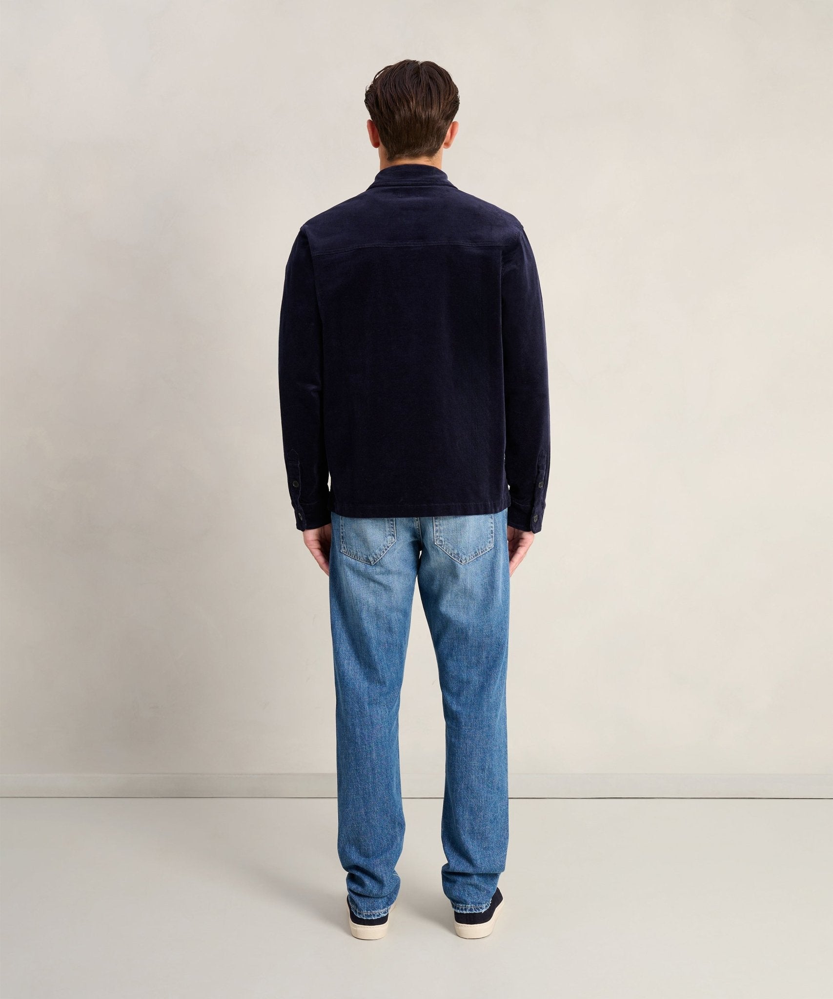 SOCI3TY Overshirt gewassen corduroy donkerblauw - THE SOCIETY SHOP