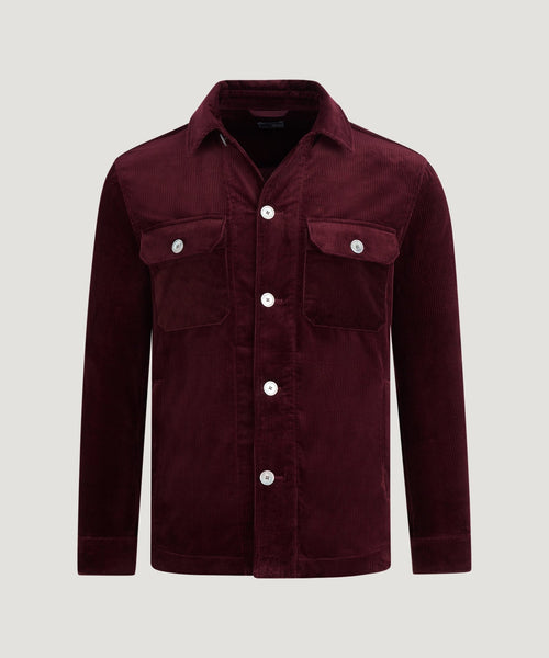 Overshirt katoen ribcord bordeauxrood (woven by Pontoglio)