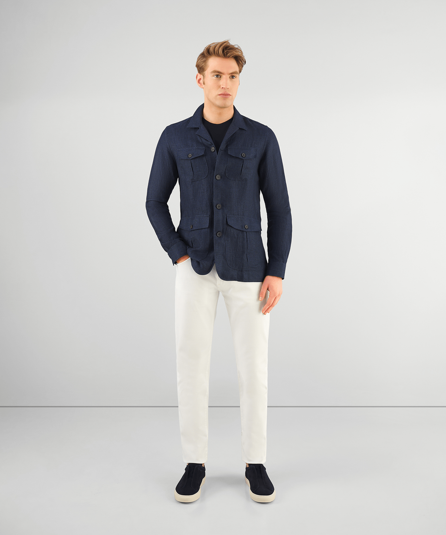 SOCI3TY Overshirt linnen blauw - The Society Shop